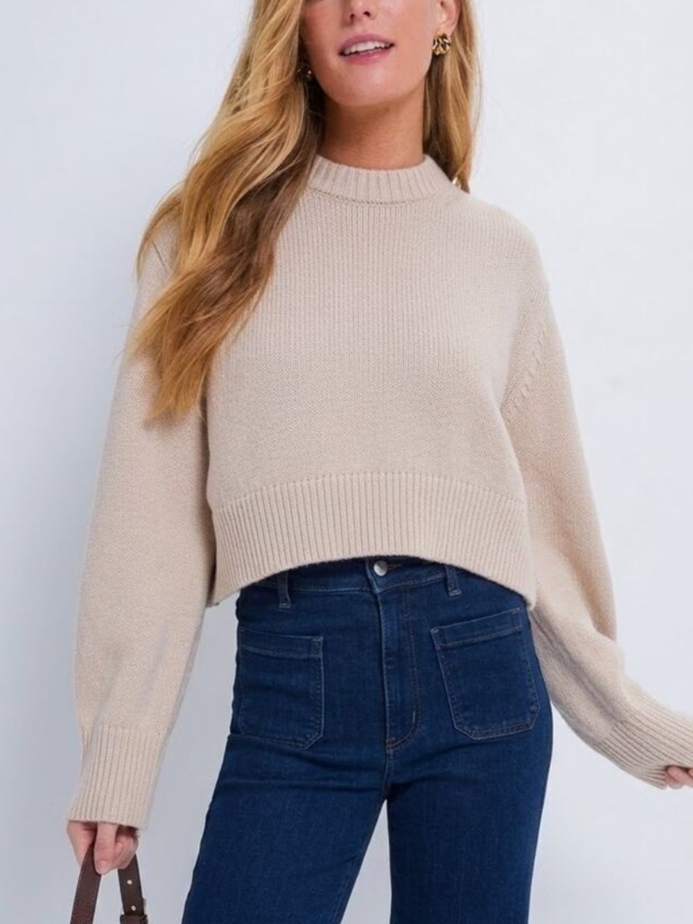 ⭐️Tuckernuck Sandalwood Aiden Crewneck Cropped Cotton Knit Sweater⭐️